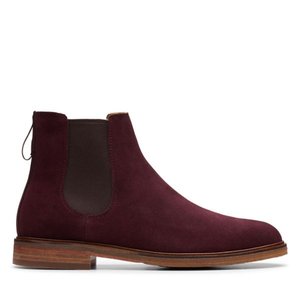 Clarks Mens Clarkdale Gobi Chelsea Boots Burgundy | CA-7246109